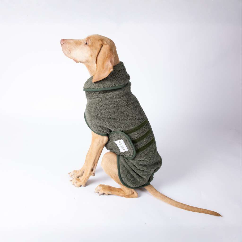 Hundebademantel Waldgrün