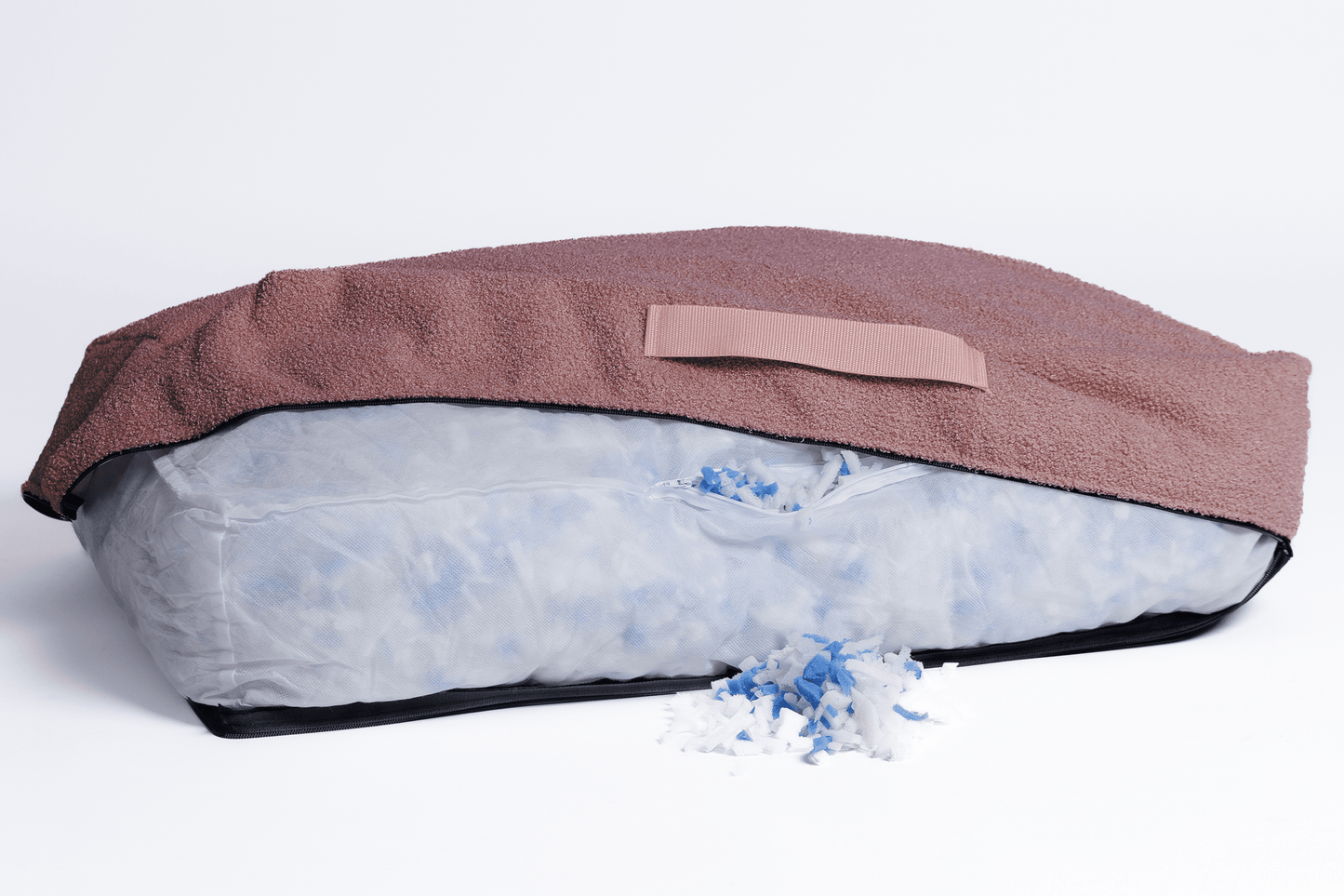 orthopädisches hundebett in rosa Teddyfell mit Memory Foam Flocken