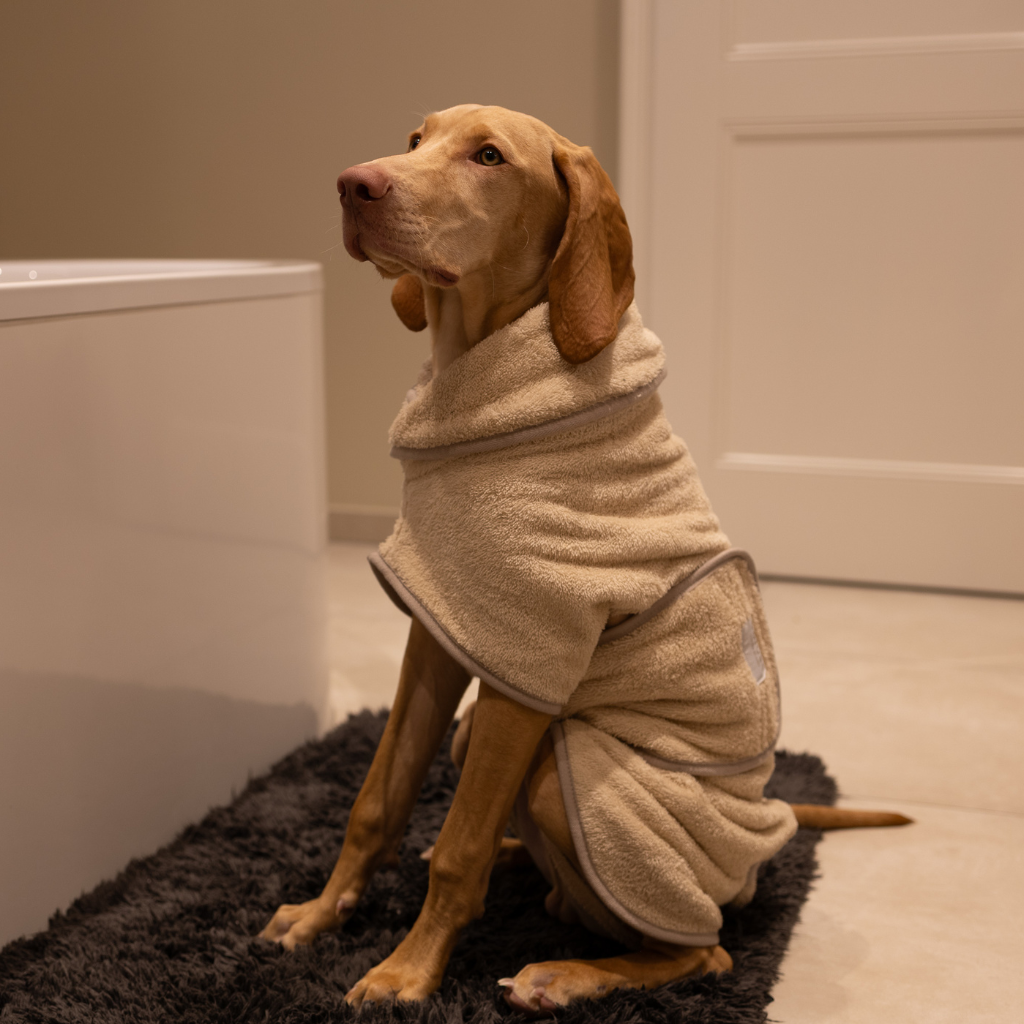 Hundebademantel Beige