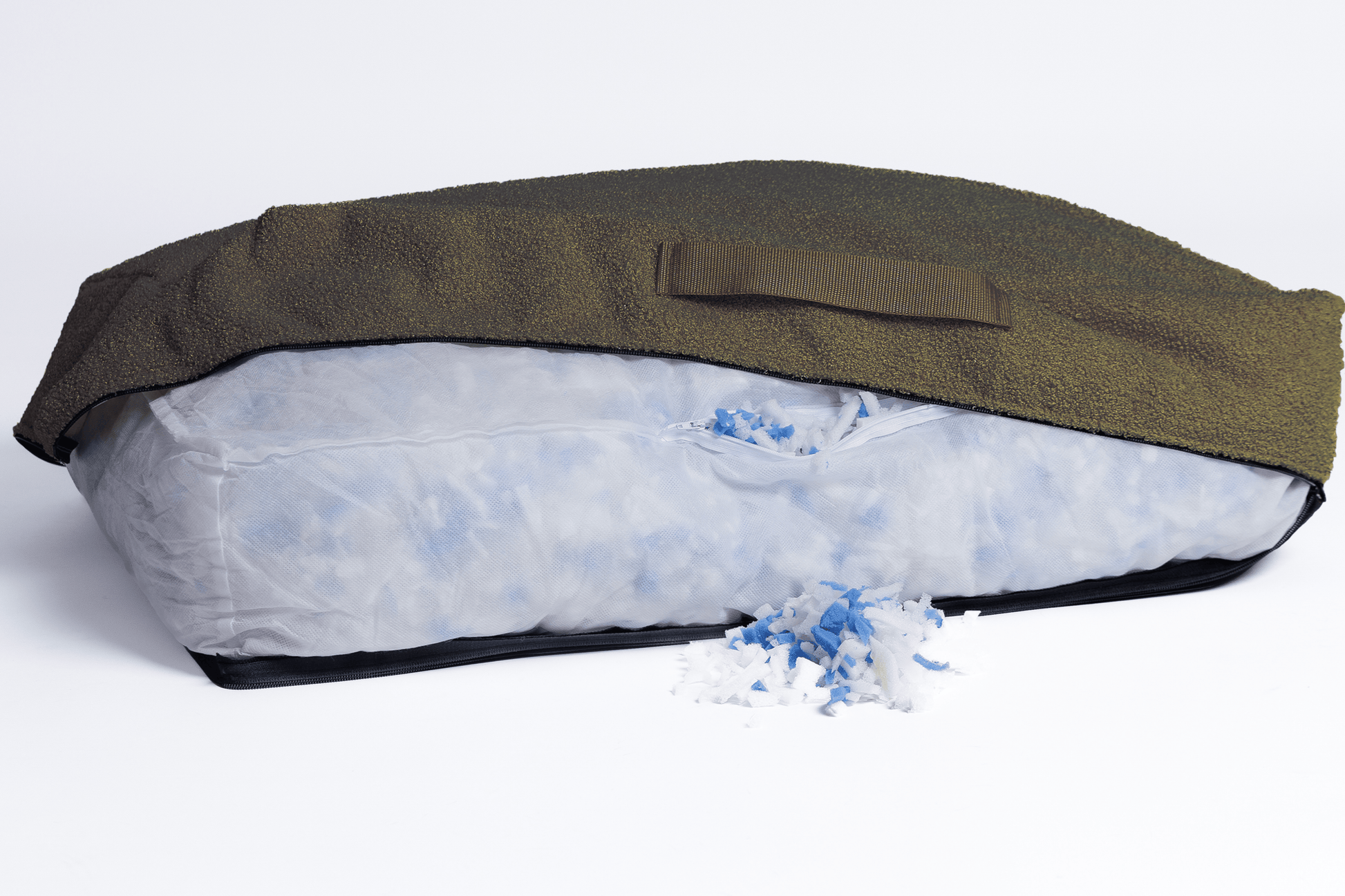 orthopädisches hundebett in grün Teddyfell mit Memory Foam Flocken