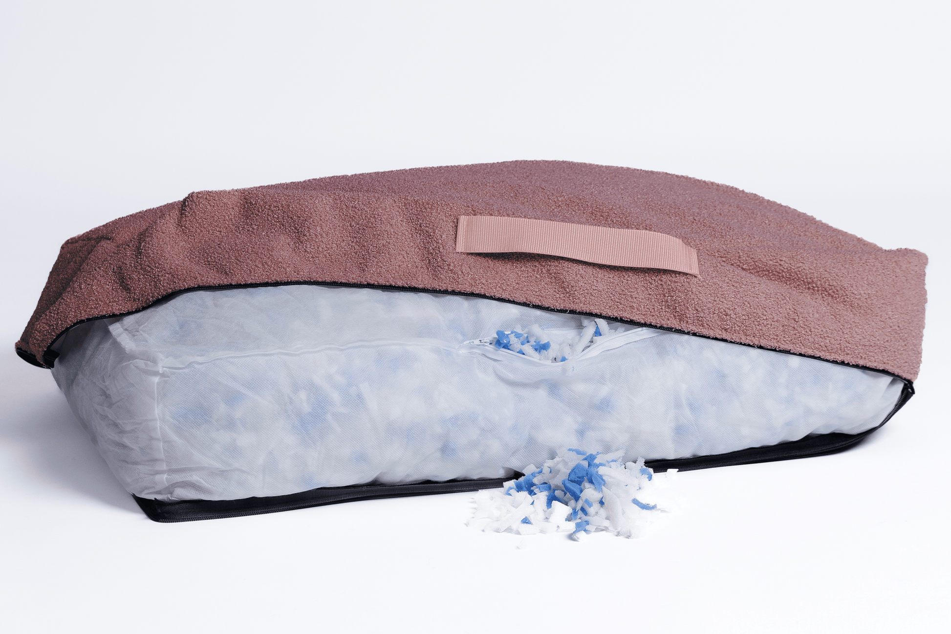 orthopädisches hundebett in rosa Teddyfell mit Memory Foam Flocken