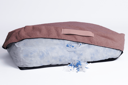 orthopädisches hundebett in rosa Teddyfell mit Memory Foam Flocken